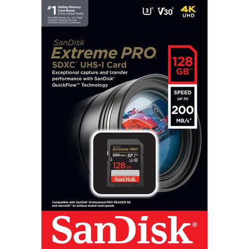 SanDisk Extreme PRO 256GB SDXC Memory Card 200MB/s - علبة مفتوحة