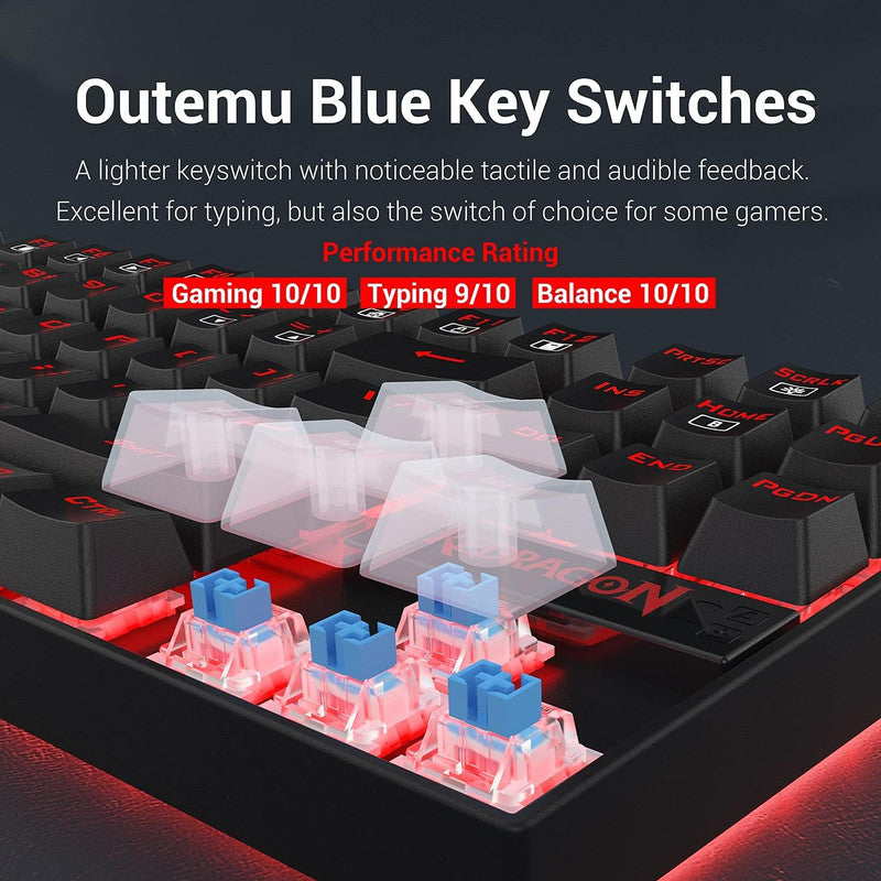 Redragon Kumara K552 Mechanical Gaming Keyboard- Rainbow Light - Brown Switch - علبة مفتوحة