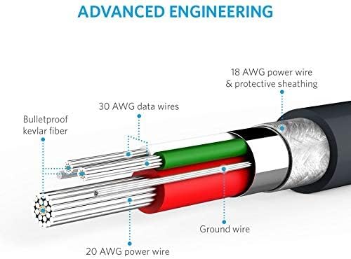 أنكر باور لاين + مايكرو USB 1 قدم / 0.3 م A8141HA1 رمادي - للحالة 