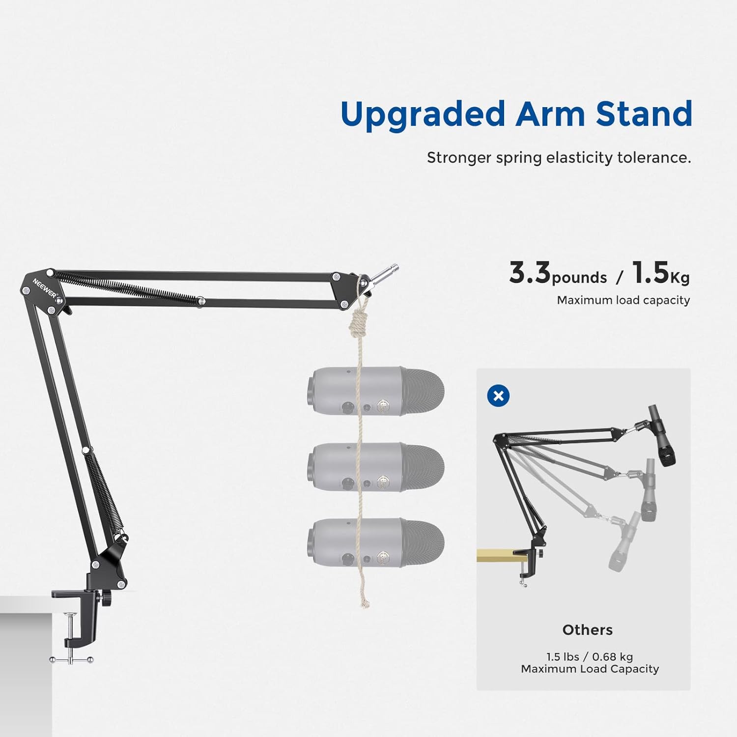 Neewer Microphone Arm Stand - Suspension Boom Scissor Mic Arm with 3/8