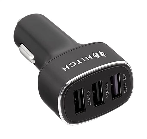 قِطع خاصة - Hitch Tri-P 30w Car Charger 3 Ports - Q3.0 + SCP Support Black - منفذ من التلاتة لا يعمل