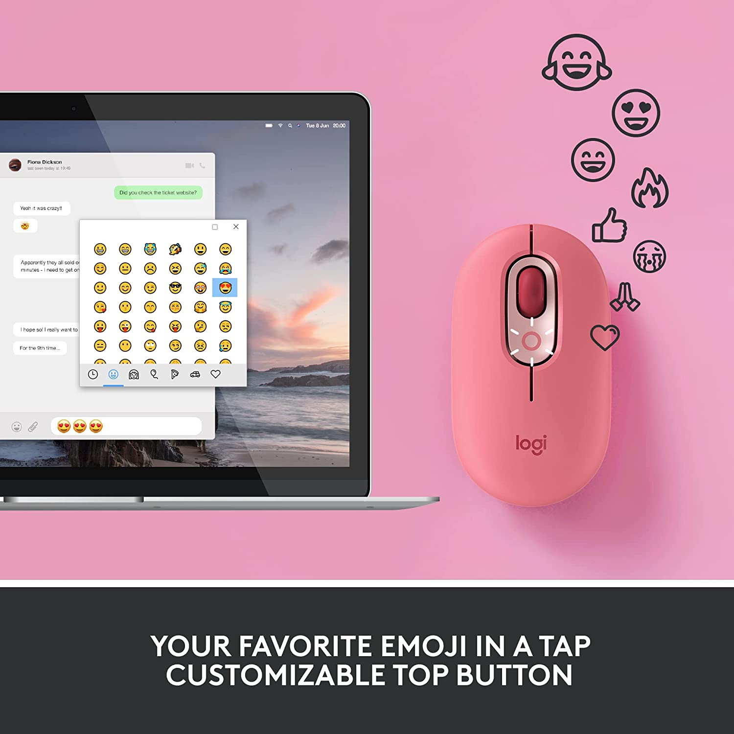 Logitech POP Wireless Mouse, Customizable Emojis, Compact Design, Silent Clicks