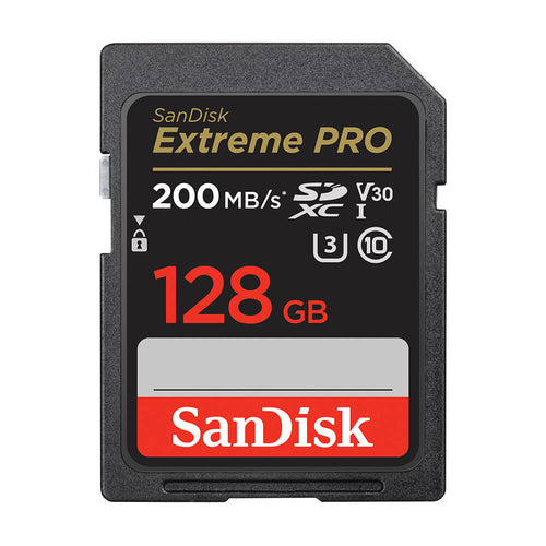 SanDisk 128GB Extreme PRO SDXC UHS-I Card, 200MB/s Read Speed, 90MB/s Write Speed, 4K UHD, Shockproof, Temperature-Proof