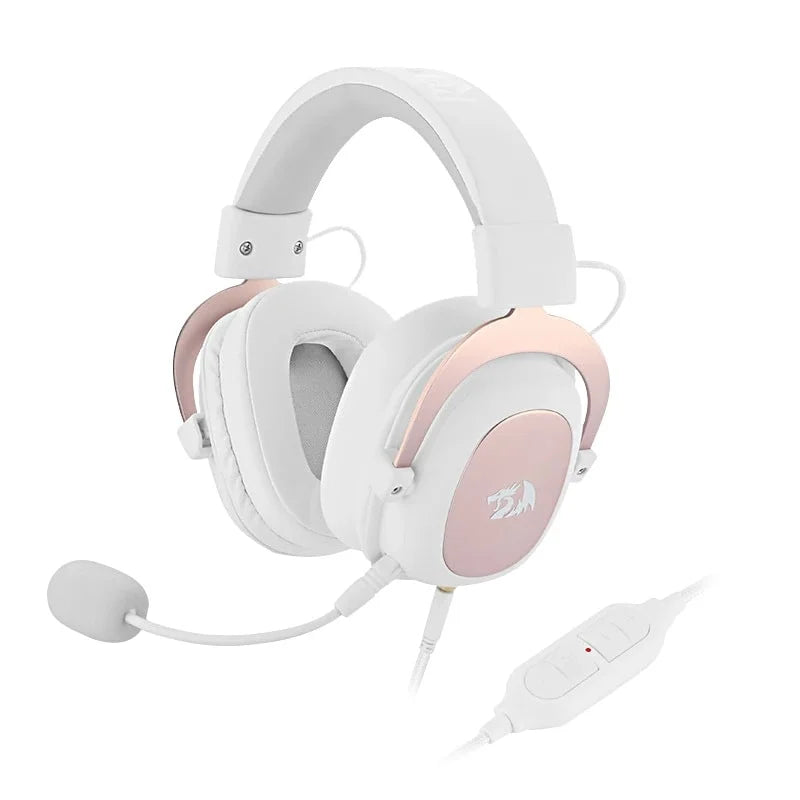 Redragon H510 Zeus 2 Gaming Headset, 7.1 Surround Sound, Detachable Noise-Cancelling Microphone, Memory Foam Ear Cushions, White – Multi-Platform Compatibility