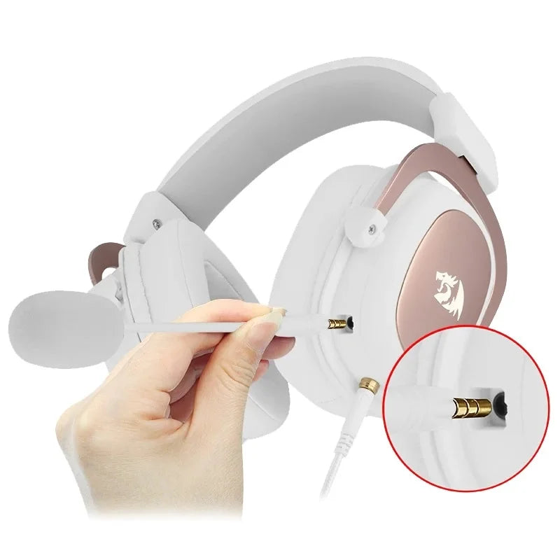 Redragon H510 Zeus 2 Gaming Headset, 7.1 Surround Sound, Detachable Noise-Cancelling Microphone, Memory Foam Ear Cushions, White – Multi-Platform Compatibility