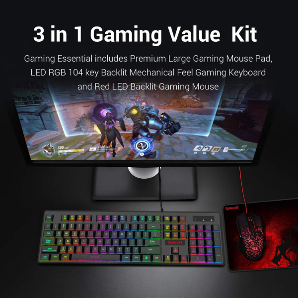 Redragon S107 Keyboard and Mouse Combo, Mechanical Keyboard, RGB Backlighting, Ergonomic Mouse, Programmable Keys