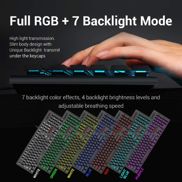 Redragon S107 Keyboard and Mouse Combo, Mechanical Keyboard, RGB Backlighting, Ergonomic Mouse, Programmable Keys