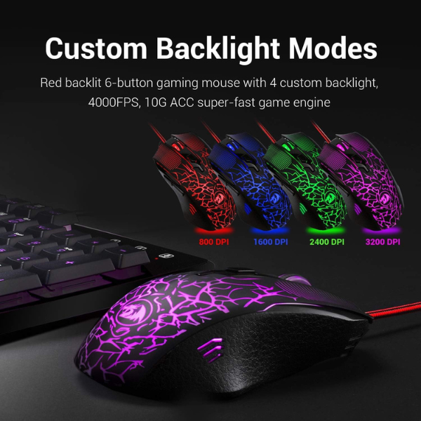 Redragon S107 Keyboard and Mouse Combo, Mechanical Keyboard, RGB Backlighting, Ergonomic Mouse, Programmable Keys