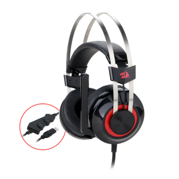 Redragon TALOS H601 Gaming Headset, Wired, Adjustable Headband, Noise-Cancelling Microphone, RGB Lighting, Comfortable Ear Cushions