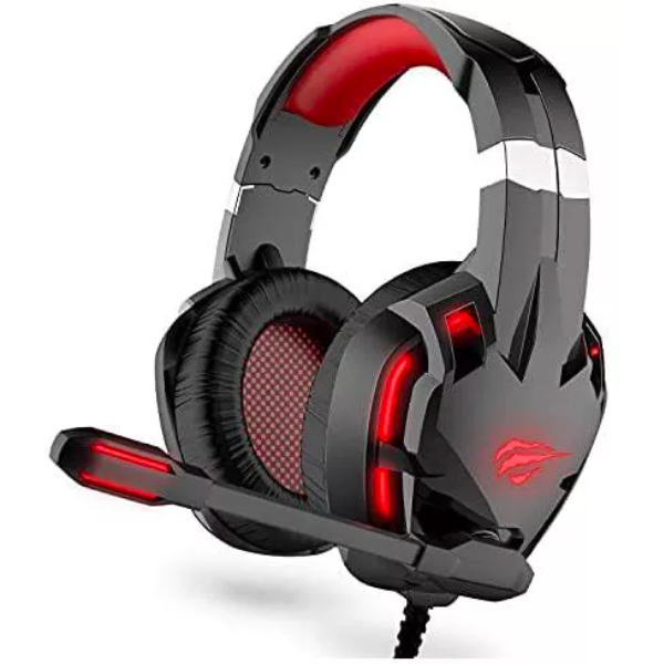 HAVIT GAMENOTE HV-H2001U Gaming Headset, 7.1 Surround Sound, USB Connectivity, Red LED Lighting, Noise-Cancelling Microphone