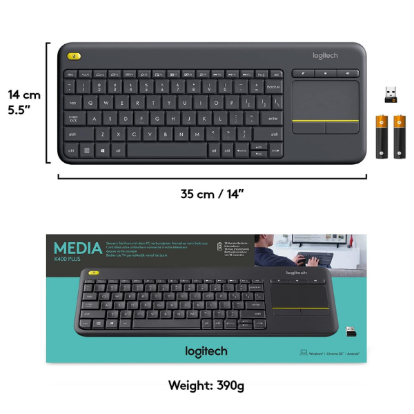 Logitech Keyboard Touch Media K400 Plus Wireless Bluetooth & UNIFY - كسر زيرو