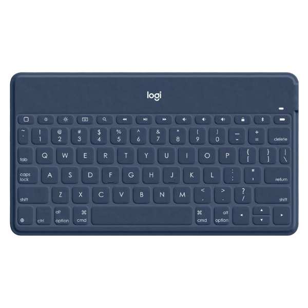 Logitech Keys-To-Go Ultra Slim Bluetooth Keyboard for Apple Products, Blue, Portable, Rechargeable Battery, Spill-Resistant Design