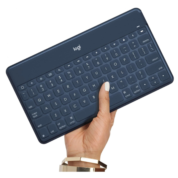 Logitech Keys-To-Go Ultra Slim Bluetooth Keyboard for Apple Products, Blue, Portable, Rechargeable Battery, Spill-Resistant Design