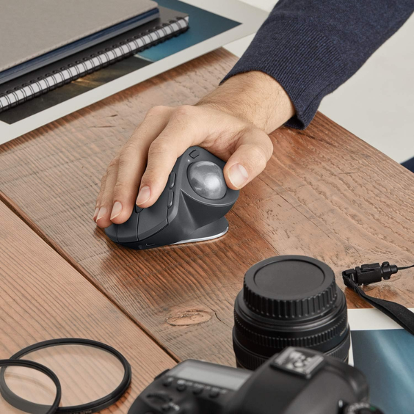 Logitech MX Ergo Advanced Wireless Trackball/Mouse Graphite - علبة واسعة