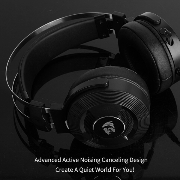 Redragon H991 TRITON Wired Active Noise-Cancelling Gaming Headset, Over-Ear Design, Adjustable Headband, Comfortable Ear Cushions - علبة مفتوحة