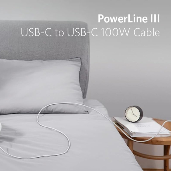 أنكر باور لاين III كابل USB-C إلى USB-C 0.9 متر - أبيض - للطلب