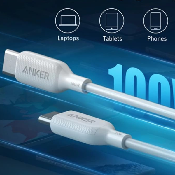 Anker PowerLine III USB-C to USB-C Cable 0.9M - White - علبة مفتوحة