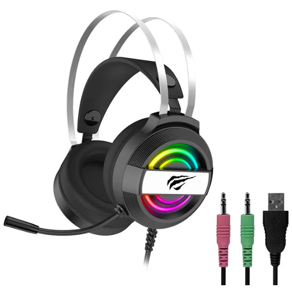 HAVIT HV-H2026D RGB Gaming Headphone, 3.5mm & USB Connectivity, Noise-Cancelling Microphone, Adjustable Headband, Comfortable Design