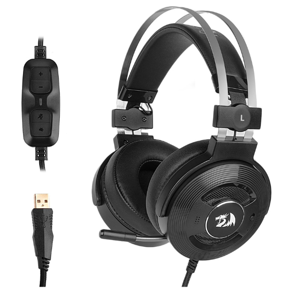 Redragon H991 TRITON Wired Active Noise-Cancelling Gaming Headset, Over-Ear Design, Adjustable Headband, Comfortable Ear Cushions - علبة مفتوحة