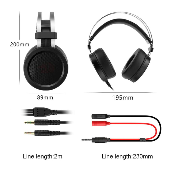 Redragon H901 Gaming Headset, Over-Ear Design, Noise-Cancelling Microphone, RGB Lighting, Comfortable Ear Cushions, for PC