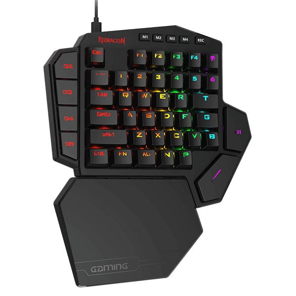 Redragon K585 DITI مفاتيح ميكانيكية زرقاء RGB بيد واحدة - كسر زيرو