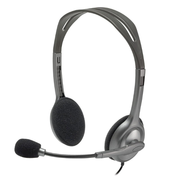 Logitech H111 Stereo Headset, 3.5mm Audio Jack, Adjustable Headband, Noise-Cancelling Microphone, Lightweight Design