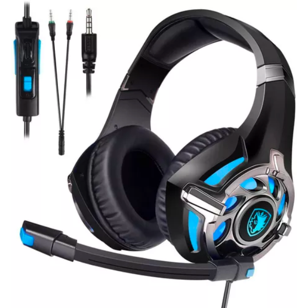 Sades SA-822 Wired Gaming Headset with Microphone, Surround Sound, Adjustable Headband, Noise-Isolating, Black