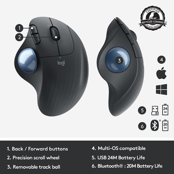 كرة التتبع اللاسلكية Logitech Ergo M575 - متوسطة الحجم 