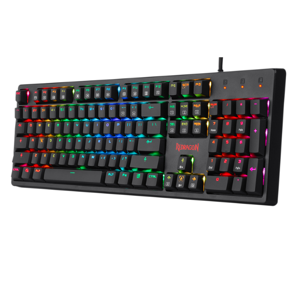 Redragon K579 MANYU Mechanical Gaming Keyboard, Wired, 104 Keys, RGB Backlighting, Red Switches, Durable Build