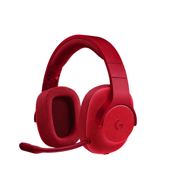 Logitech G433 Surround Wired Gaming Headset, 7.1 Surround Sound, Red, DTS Headphone , Noise-Cancelling Microphone, Lightweight Design