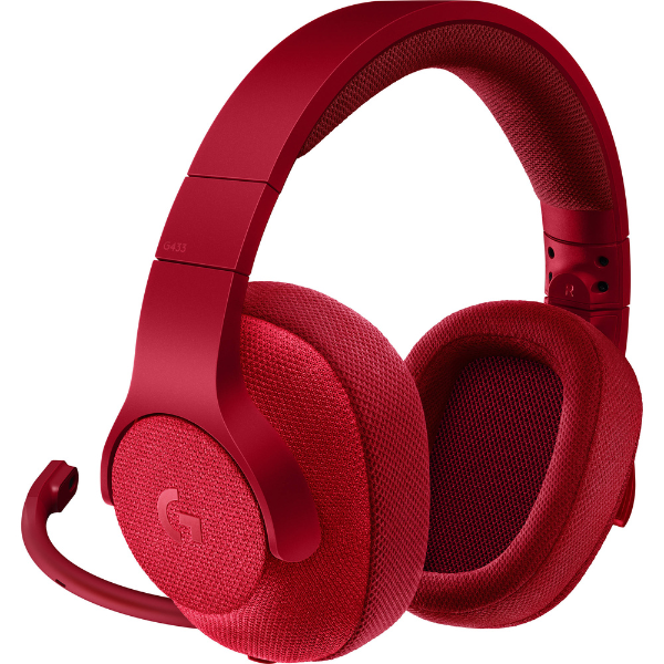 Logitech G433 Surround Wired Gaming Headset, 7.1 Surround Sound, Red, DTS Headphone , Noise-Cancelling Microphone, Lightweight Design