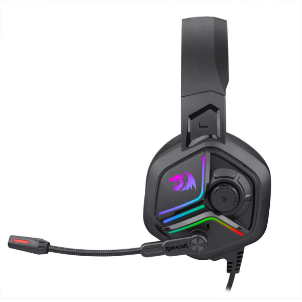 Redragon Ajax H230 Gaming Headset, LED Lighting, Noise-Cancelling Microphone, Over-Ear Design, Black