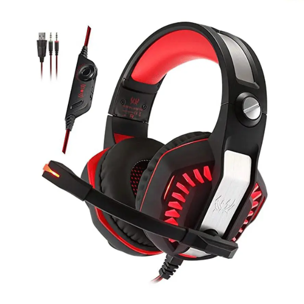 KOTION EACH G2000 PC Gaming Headset, 3.5mm Jack, Noise-Cancelling Microphone, Adjustable Headband, LED Lighting