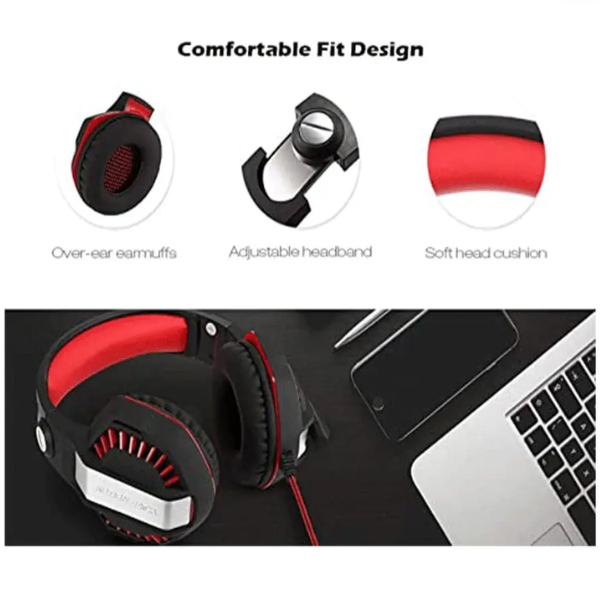 KOTION EACH G2000 PC Gaming Headset, 3.5mm Jack, Noise-Cancelling Microphone, Adjustable Headband, LED Lighting