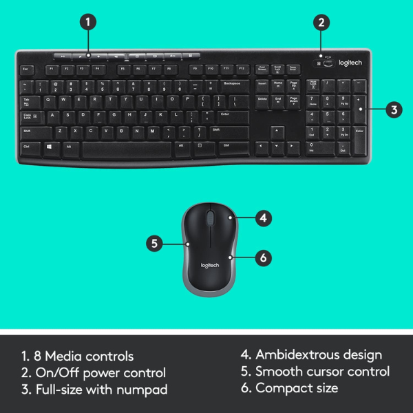 Logitech MK270 Wireless Keyboard and Mouse - كسر زيرو