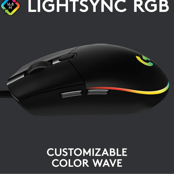 Logitech G203 Wired Gaming Mouse, 8000 DPI, RGB Lighting, 6 Programmable Buttons, Lightweight Design