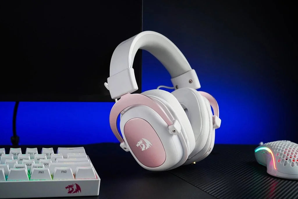 Redragon H510 Zeus 2 Gaming Headset, 7.1 Surround Sound, Detachable Noise-Cancelling Microphone, Memory Foam Ear Cushions, White – Multi-Platform Compatibility