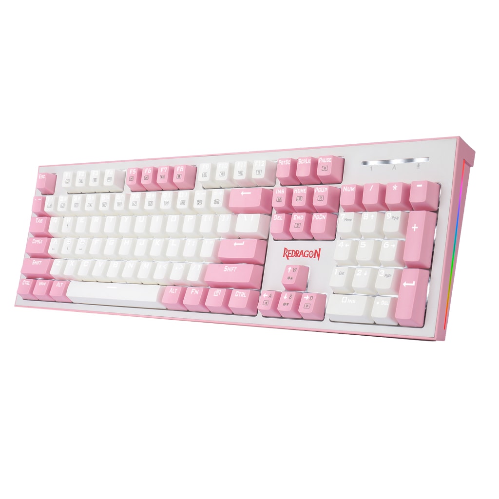 Redragon Redragon K623 HADES Mechanical Gaming Keyboard White LED Side RGB Lighting – Blue Switch (White) - علبة مفتوحة