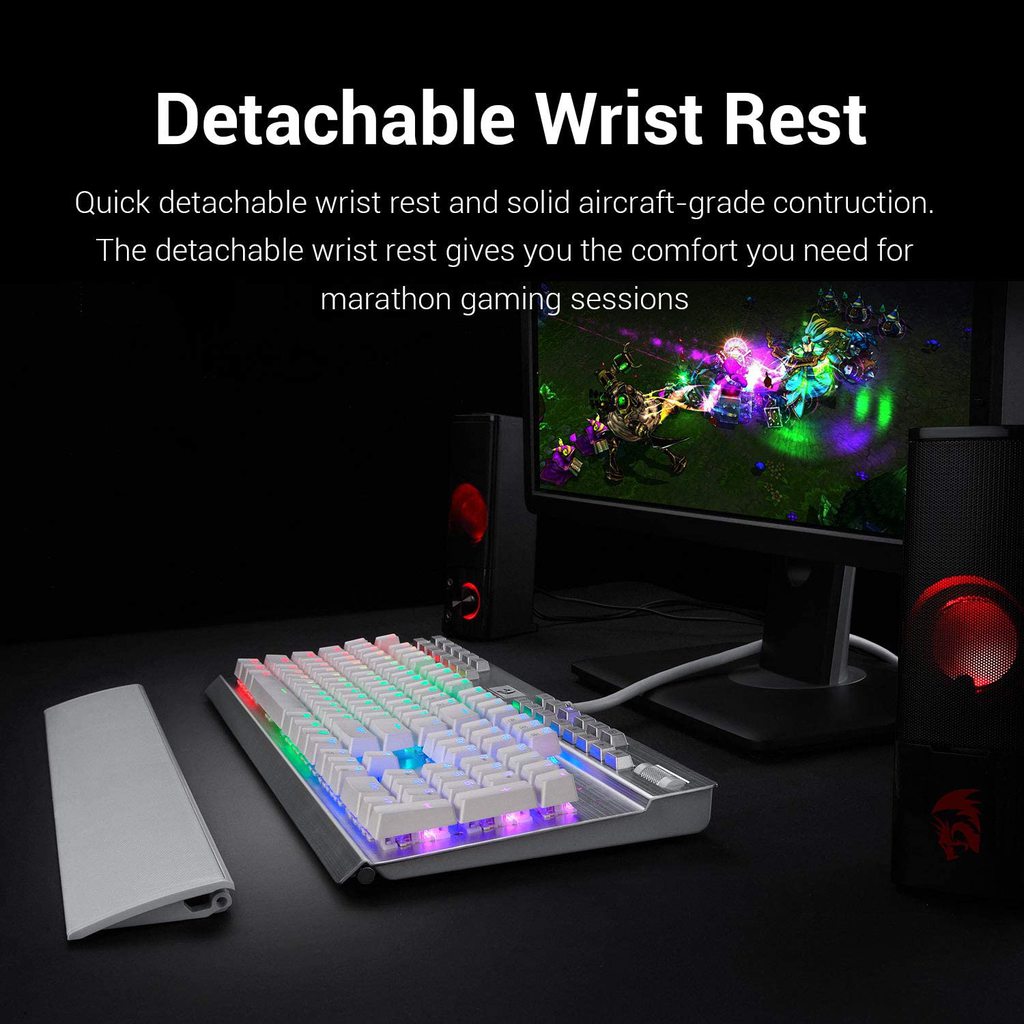 Redragon K550W Yama RGB Mechanical Gaming Keyboard, 131 Keys, RGB LED Backlighting, Programmable Macros, Brown Switches, White