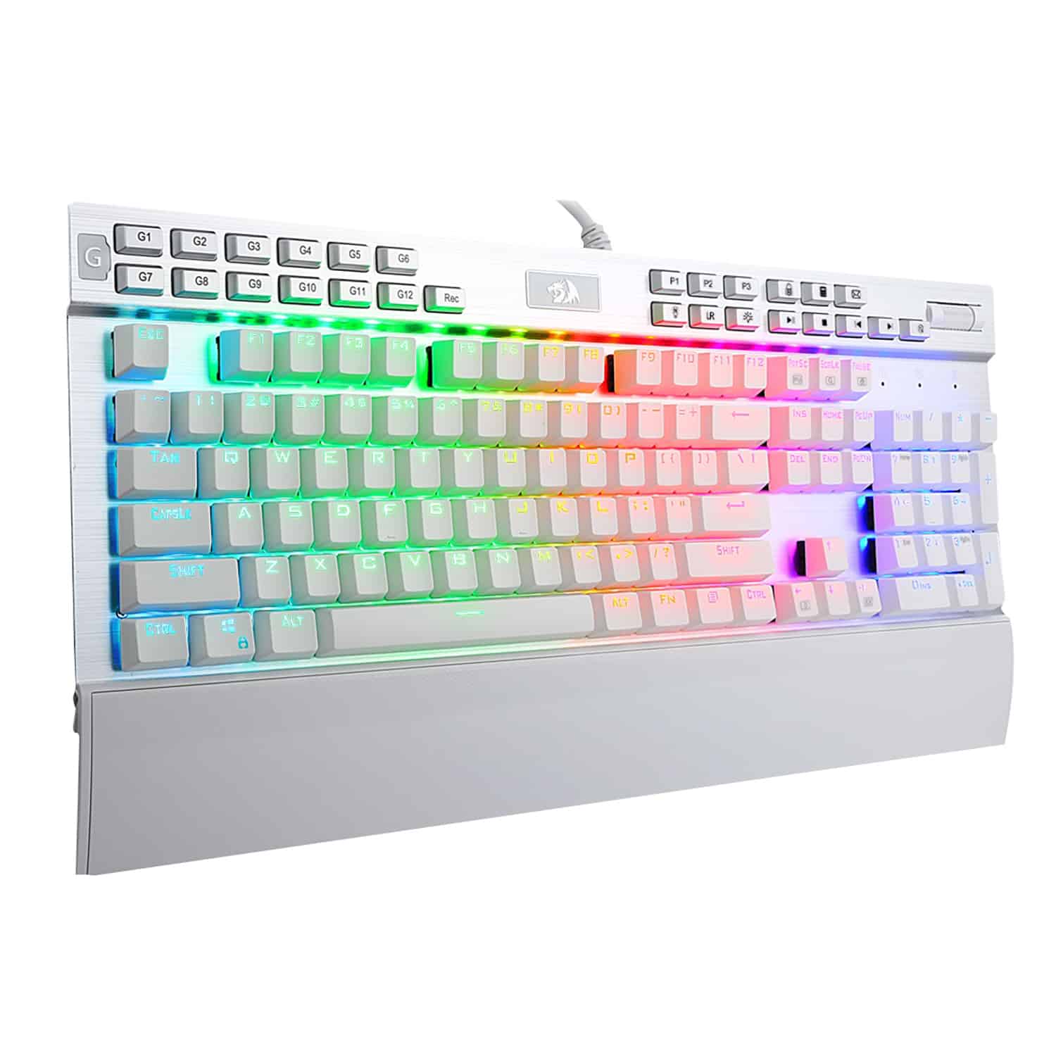 Redragon K550W Yama RGB Mechanical Gaming Keyboard, 131 Keys, RGB LED Backlighting, Programmable Macros, Brown Switches, White